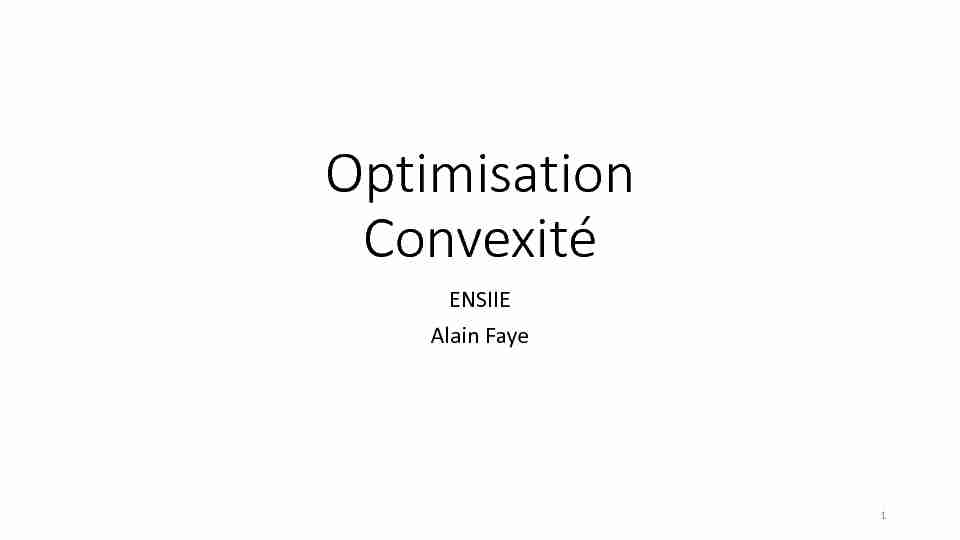 Optimisation Convexité