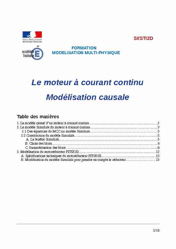[PDF] Le moteur à courant continu Modélisation causale