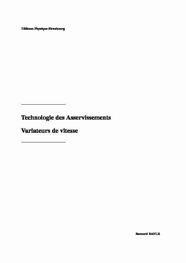 [PDF] Technologie des Asservissements Variateurs de vitesse - Équipe AVR