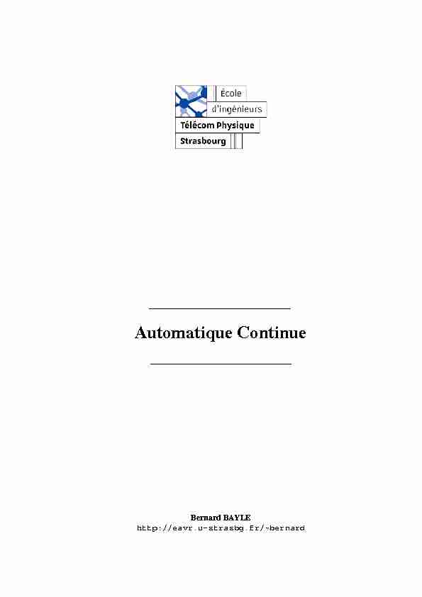 [PDF] Automatique Continue - Équipe AVR