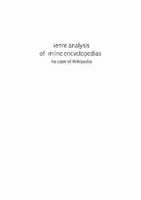Genre analysis of online encyclopedias. The case of Wikipedia