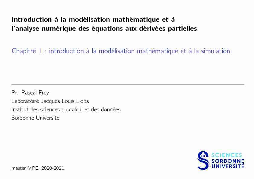 Introduction à la modélisation mathématique et à lanalyse
