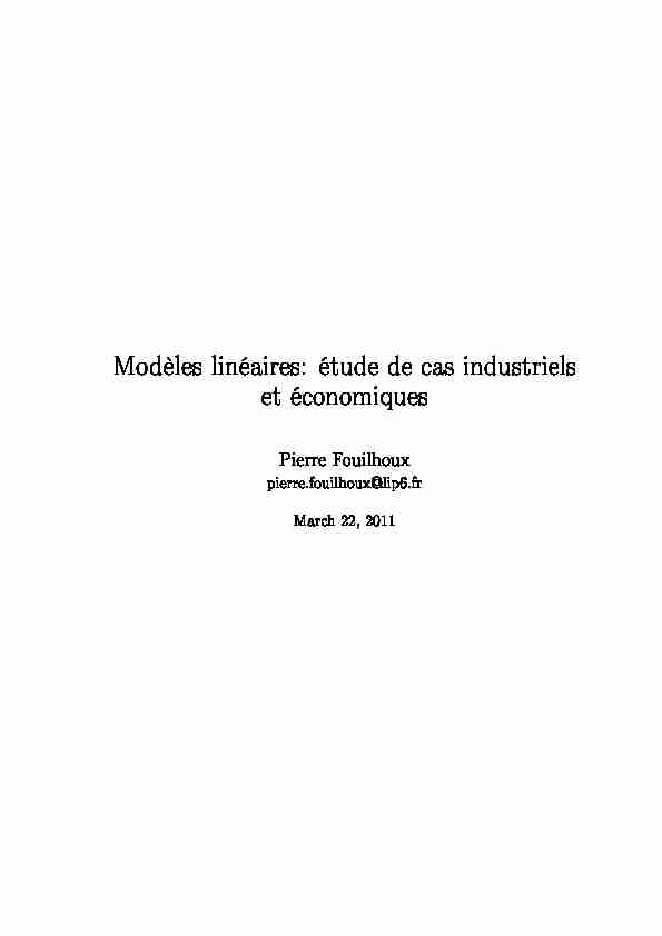 Modèles linéaires: étude de cas industriels et économiques