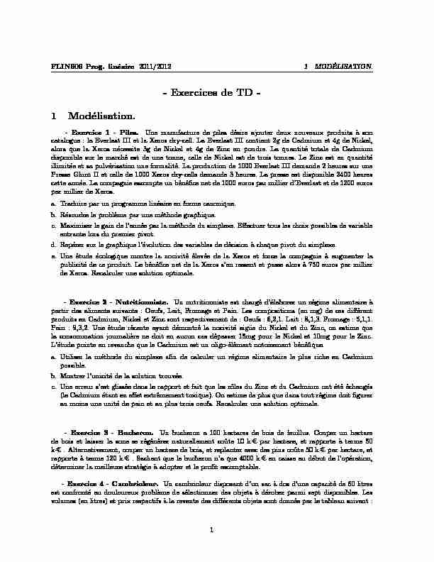 [PDF] - Exercices de TD - 1 Modélisation - LIRMM