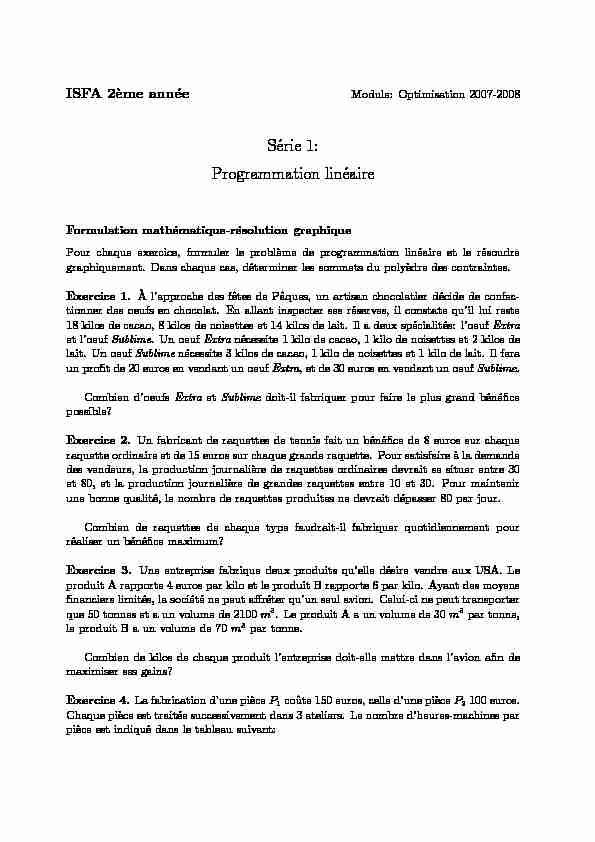 [PDF] Série 1: Programmation linéaire