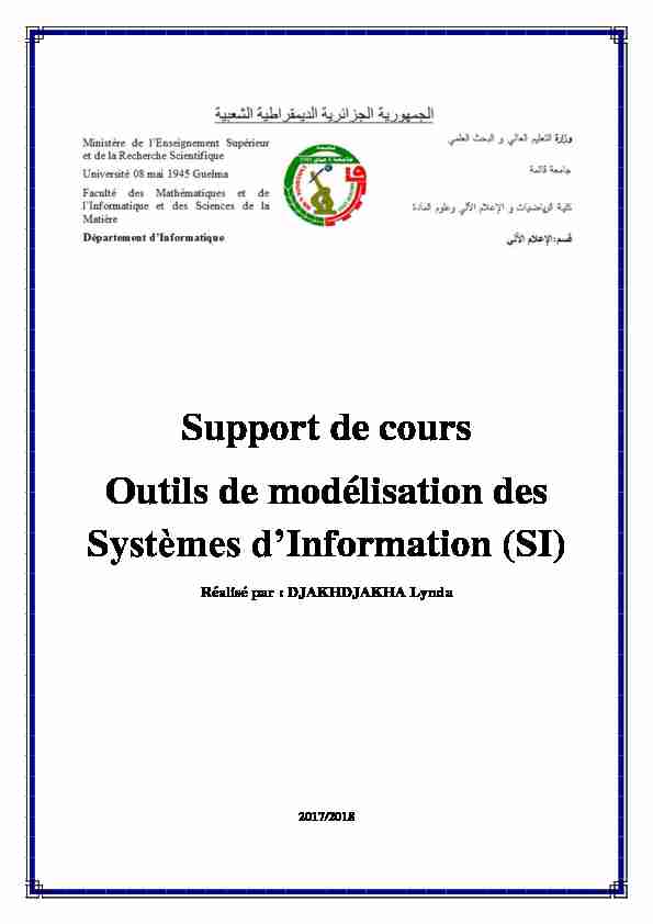 [PDF] Support de cours Outils de modélisation des Systèmes dInformation