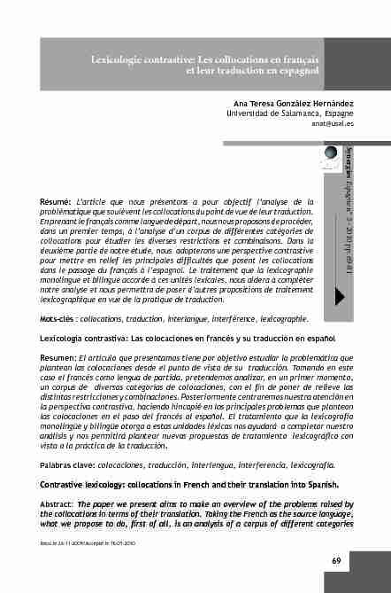 Lexicologie contrastive: Les collocations en français et leur