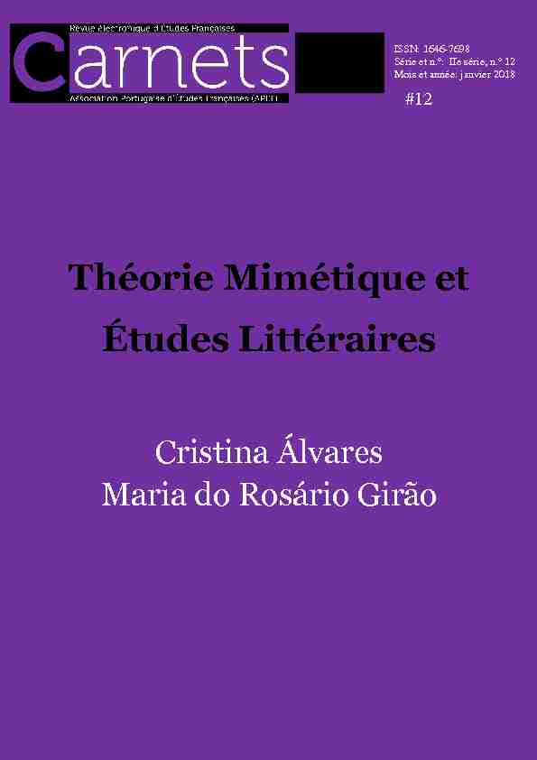 Théorie Mimétique et Études Littéraires