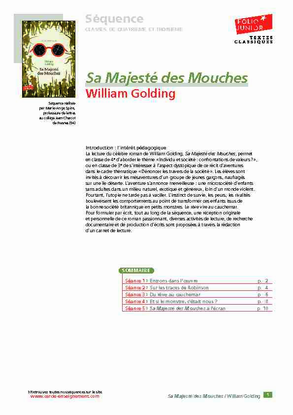 [PDF] Sa Majesté des Mouches - Cercle Gallimard de lenseignement