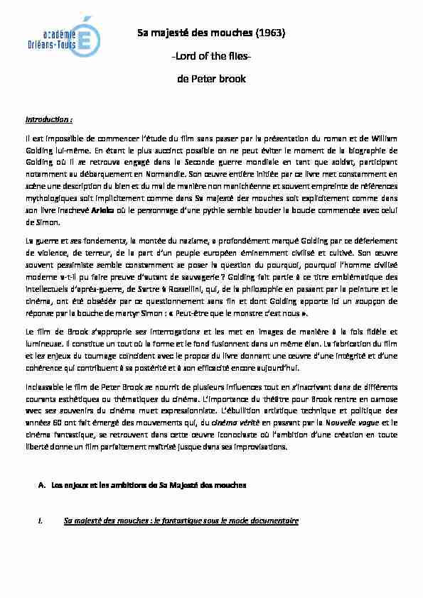 [PDF] Sa majesté des mouches - Académie dOrléans-Tours