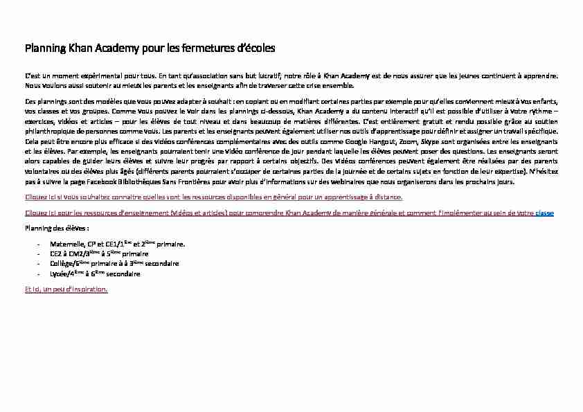 [PDF] Planning Khan Academy pour les fermetures décoles