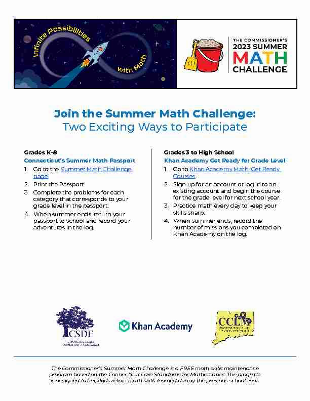 Join the Summer Math Challenge!