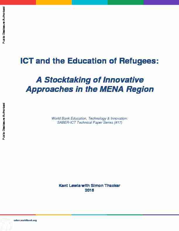 ICT and the Education of Refugees: A Stocktaking of Innovative