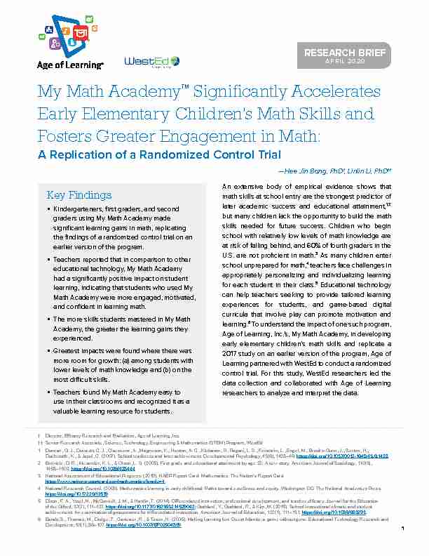 [PDF] My Math Academy™ Significantly Accelerates  - Age of Learning