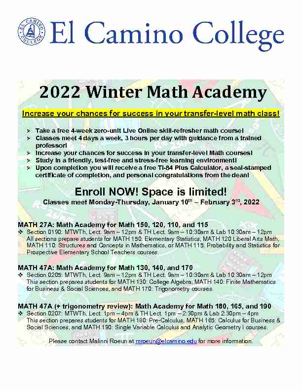 2022 Winter Math Academy