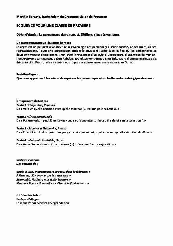 [PDF] SéQUENCE POUR UNE CLASSE DE PREMIERE - Aix - Marseille