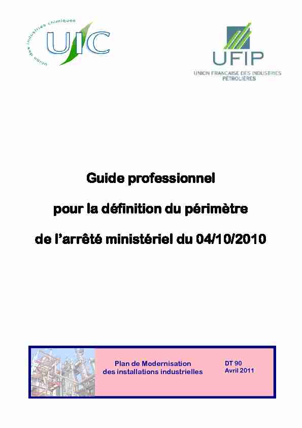 DT 90 Guide professionnel pour la définition du périmètre de larrêté