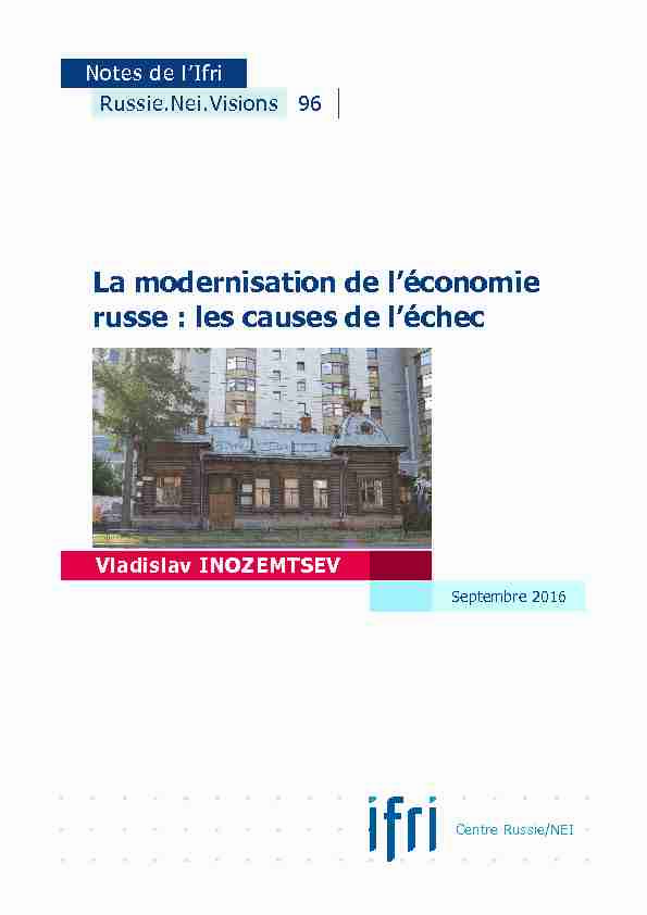 [PDF] La modernisation de léconomie russe : les causes de léchec