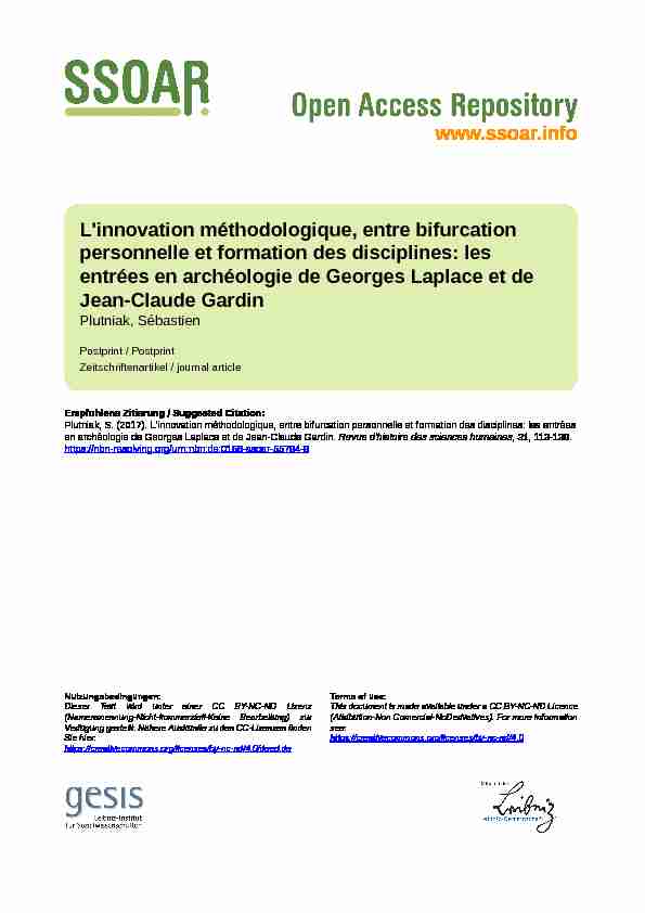 www.ssoar.info Linnovation méthodologique entre bifurcation