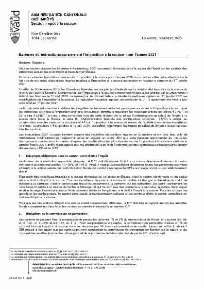 ADMINISTRATION CANTONALE DES IMPÔTS Section impôt à la