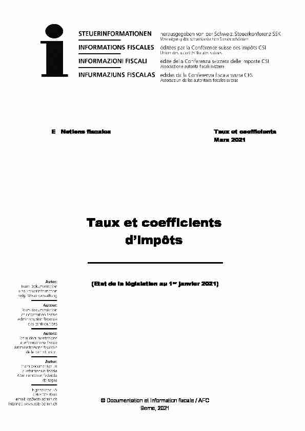 Taux et coefficients dimpôts