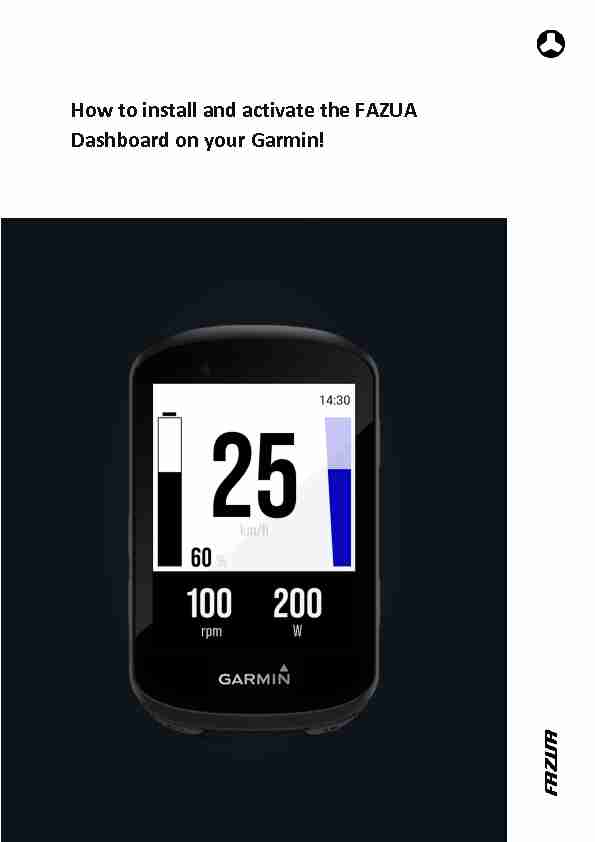 How to install and activate the FAZUA Dashboard on your Garmin!