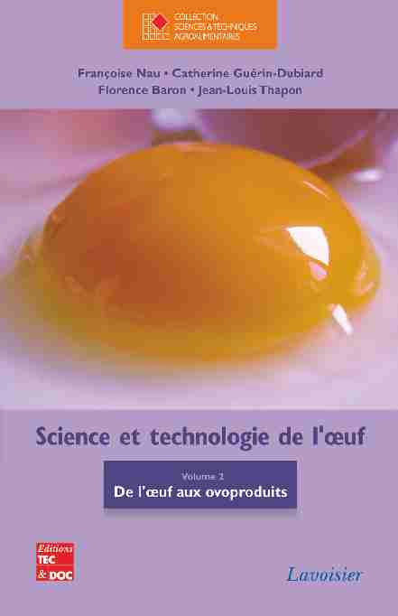 [PDF] Science et technologie de l œuf Volume 2 : De l oeuf aux ovoproduits