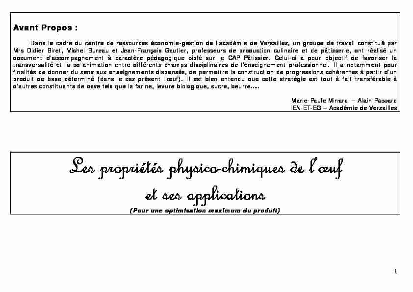 [PDF] Les propriétés physico-chimiques de lœuf et ses applications