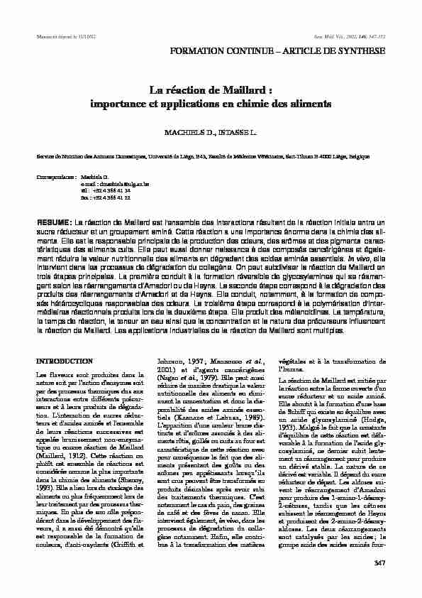 [PDF] La réaction de Maillard : importance et applications en chimie des