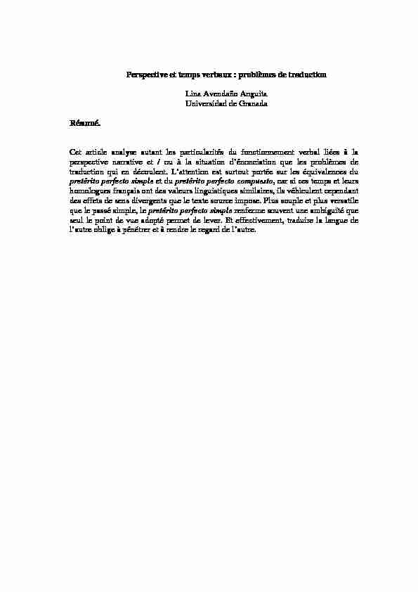 [PDF] Perspective et temps verbaux : problèmes de traduction