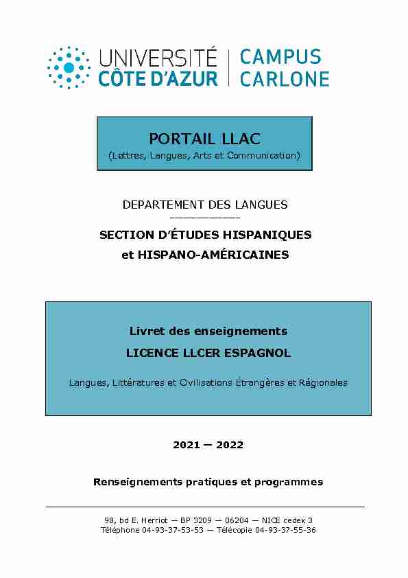 Livret Licence LLCER Espagnol 2021-2022