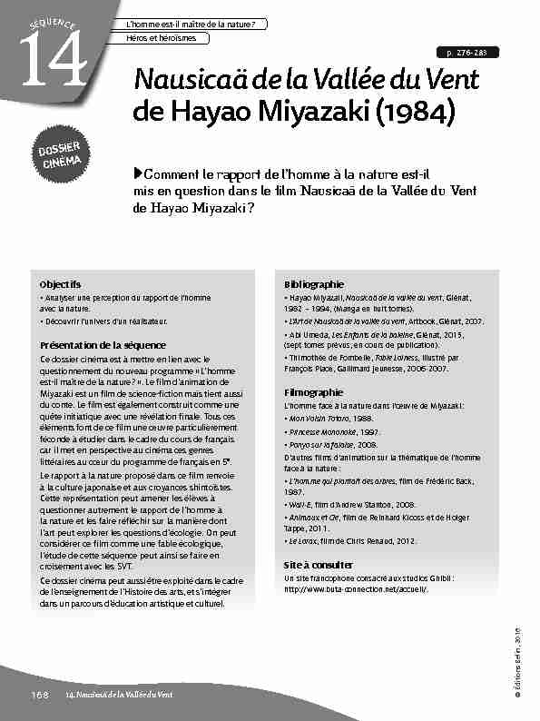 [PDF] Nausicaä de la Vallée du Vent de Hayao Miyazaki (1984) - Cine junior