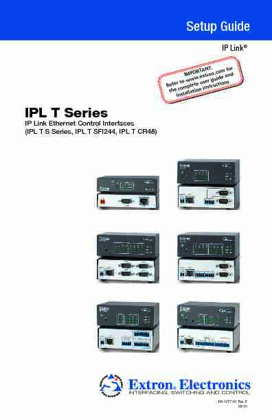 IPL T Series Setup Guide 68-1377-01 Rev E
