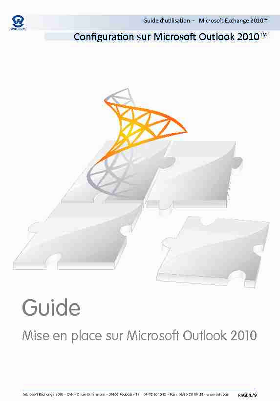 Mise en place sur Microsoft Outlook 2010