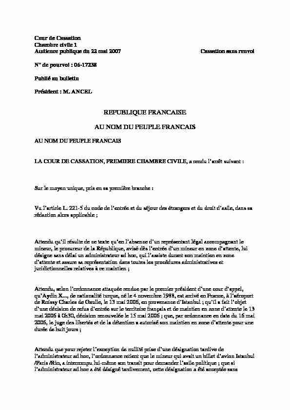 [PDF] REPUBLIQUE FRANCAISE AU NOM DU PEUPLE FRANCAIS - GISTI
