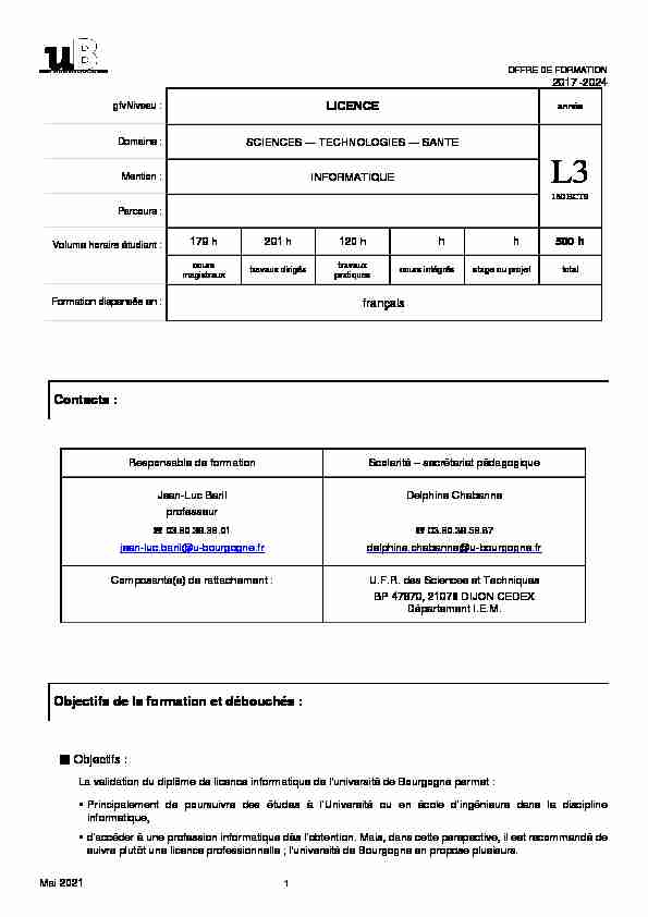 [PDF] Licence 3 Informatique - Université de Bourgogne