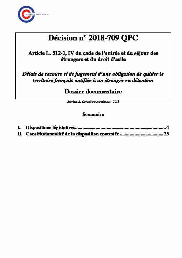 Décision n° 2018-709 QPC du 1er juin 2018 Section française de l