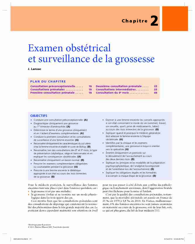 [PDF] Examen obstétrical et surveillance de la grossesse - EM consulte