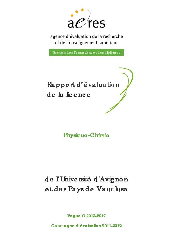 [PDF] Evaluation des licences de lUniversité dAvignon et des Pays de