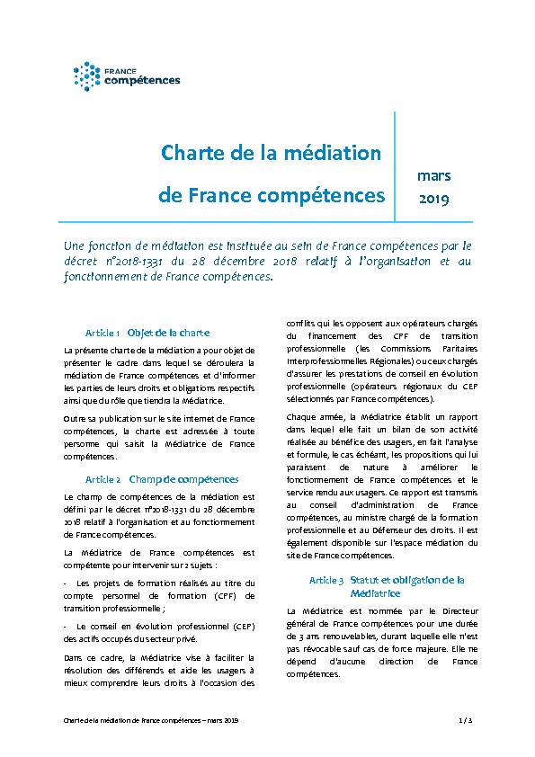 [PDF] Charte de la médiation de France compétences
