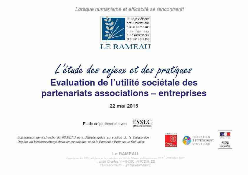 LR - Résultats Etude Evaluation de lutilité sociétale des partenariats