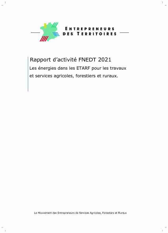 Rapport dactivité FNEDT 2021 - Les énergies dans les ETARF pour