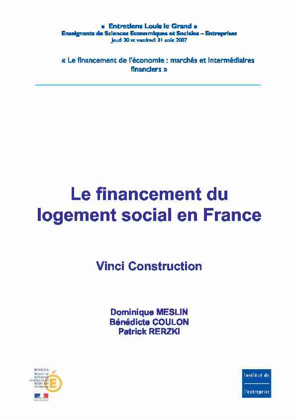 [PDF] Le financement du logement social en France - Institut de lEntreprise