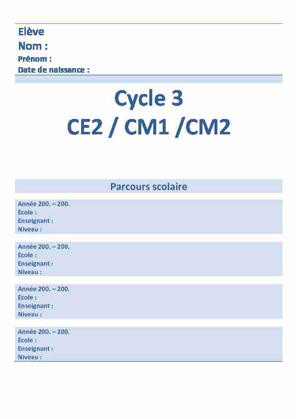Cycle 3 CE2 / CM1 /CM2