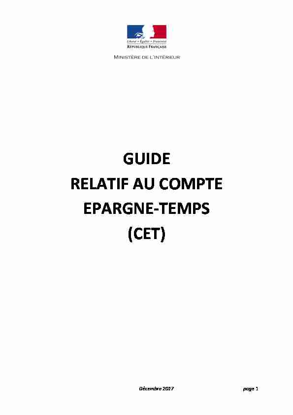 GUIDE RELATIF AU COMPTE EPARGNE-TEMPS (CET)