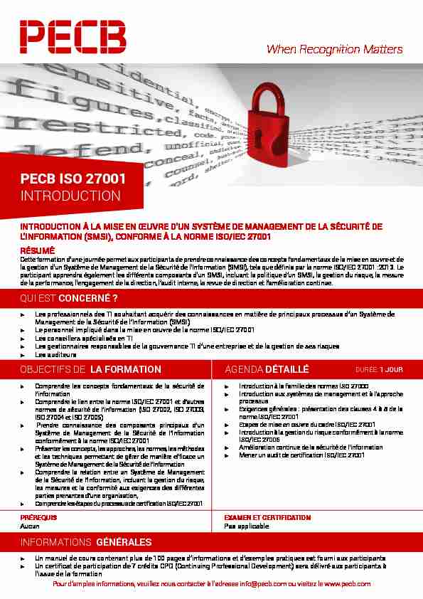 [PDF] PECB ISO 27001 INTRODUCTION