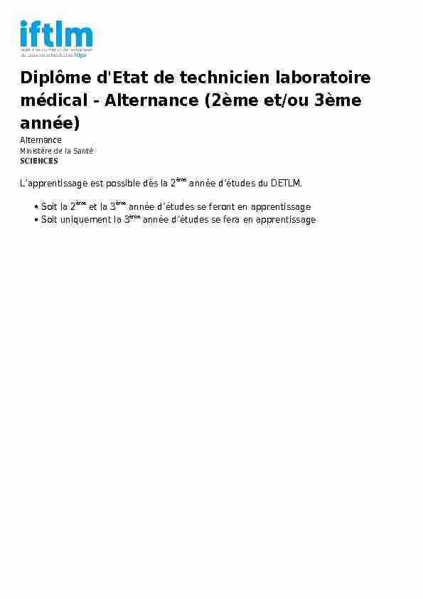 Diplôme dEtat de technicien laboratoire médical - Alternance (2ème