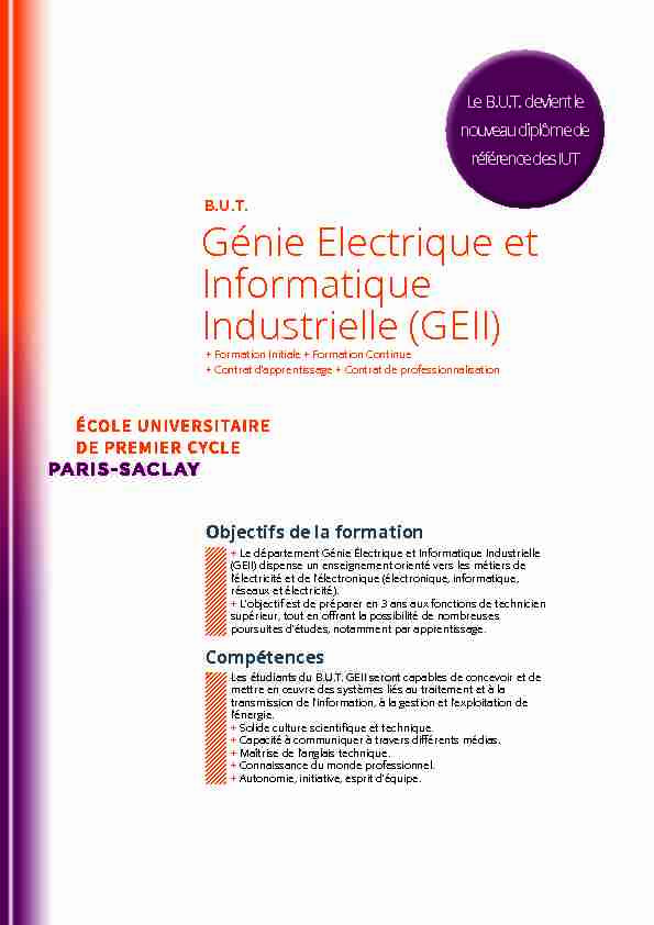 Génie Electrique et Informatique Industrielle (GEII)
