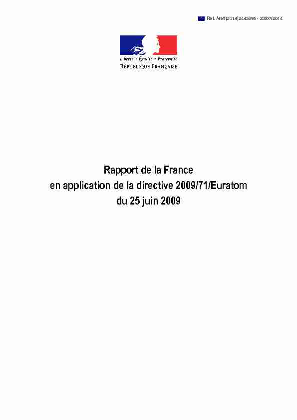 Rapport de la France en application de la directive 2009/71/Euratom