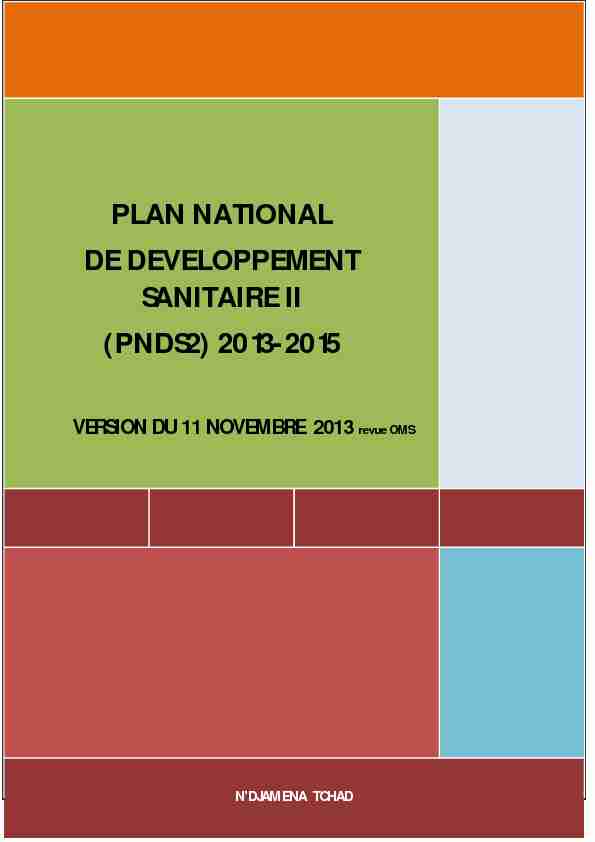 PLAN NATIONAL DE DEVELOPPEMENT SANITAIRE II (PNDS2
